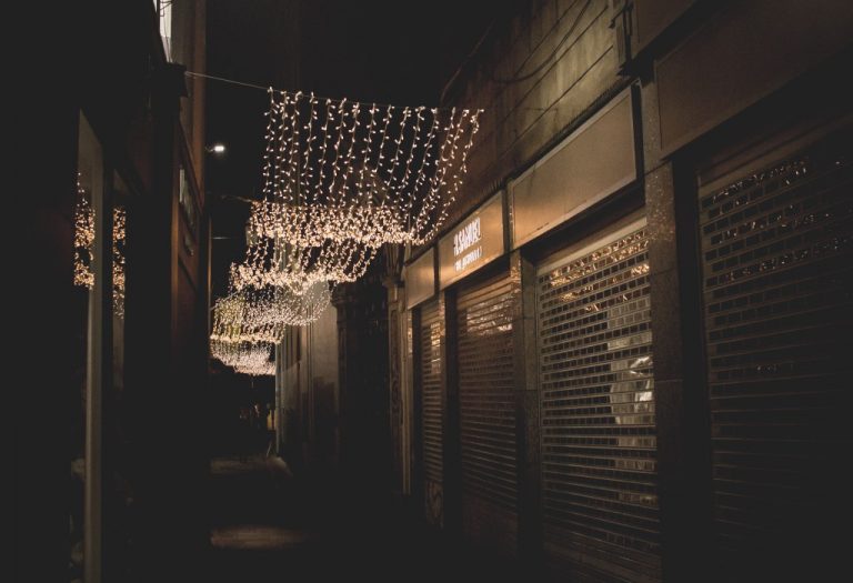 CC0 Christmas city glow High-Resolution light lights night sidestreet Stock string free photo CC0
