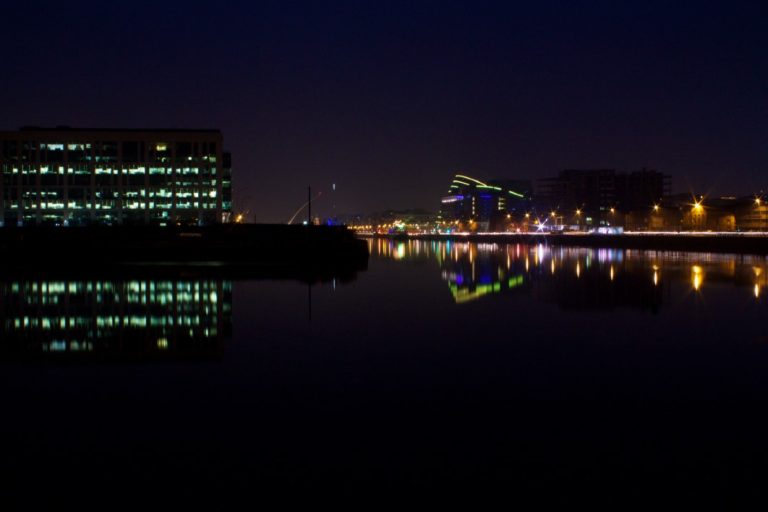 building CC0 city dark Dublin High-Resolution Ireland lights night Ocean River sea skyline Stock water free photo CC0
