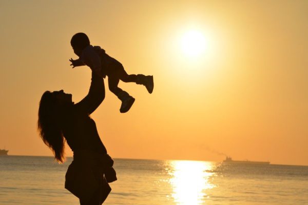 Baby Beach Golden-Hour Mother people Person Silhouette sunset free photo CC0