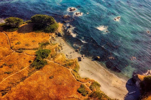 Aerial Beach blue California Coast Landscapes summer Summer-Blues Wallpaper free photo CC0