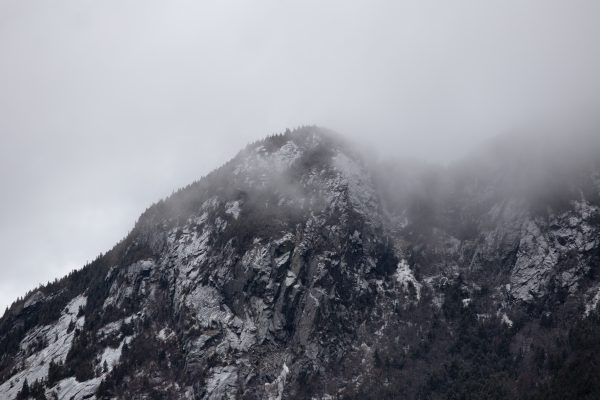 Cliff clouds Cold fog Ice Mist moody mountains rocks sky snow Winter free photo CC0
