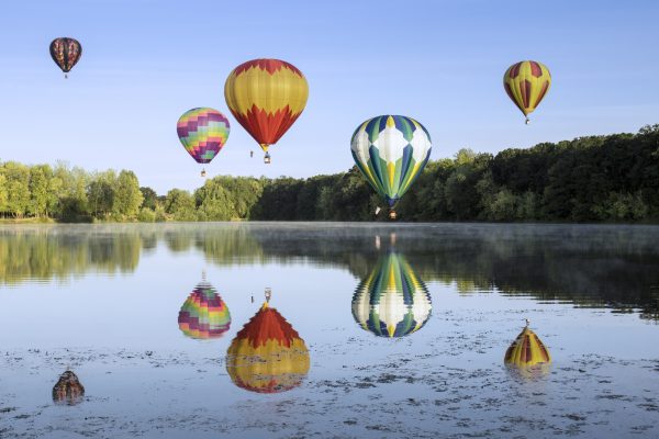 activity Adventure Colorful flight hot air ballons journey lake outdoors reflections sky water free photo CC0