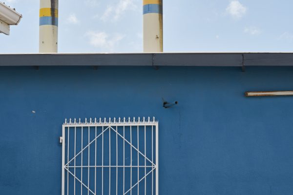 Abstract blue building clouds exterior Gate gutter Industrial manufacturing Natural outdoors Pattern roofline shape sky wall free photo CC0