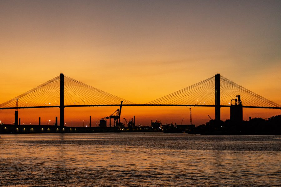 Download Orange Sunset Over Bridge | Free Stock Photo and Image ...