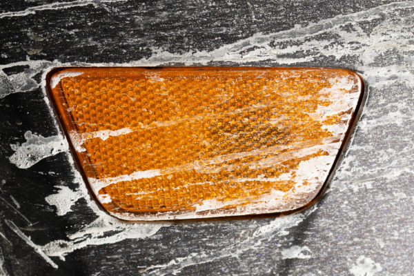 Abstract automobile automotive blinker car Close-Up crusted dirty macro messy orange salt texture Transport unwashed free photo CC0