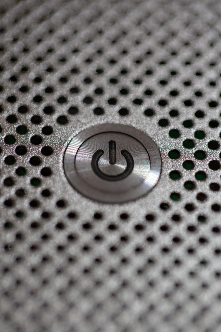 aluminum Button Close-Up computer design electronic hardware internet macro Metal office Pattern Pc power shutdown Silver startup texture free photo CC0