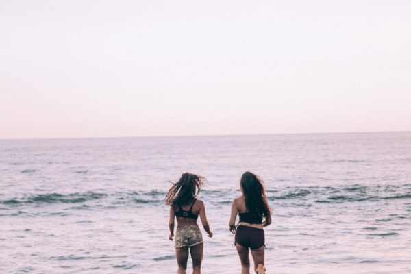 active back bathing Beach Coast Fun girls Ocean Playing running Sand shore suits View water Waves women free photo CC0
