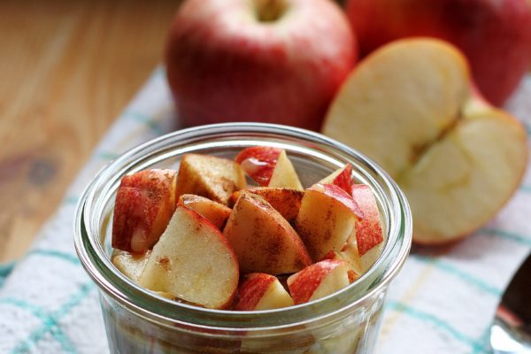 Apple autumn Close-Up dessert edible Fresh Fruit Healthy Homemade jar Kitchen Natural Organic ripe rustic slices snack table yogurt free photo CC0