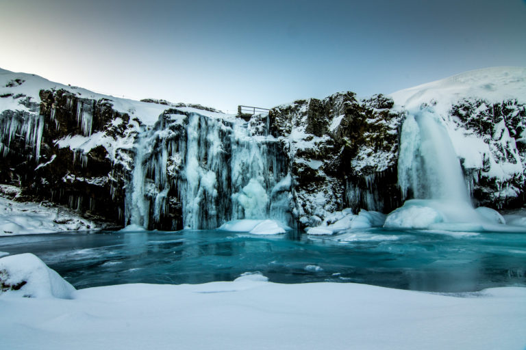 Cold flowing freezing Frozen Ice iceland nature outdoors Outside rocks sky snow travel water waterfalls Winter free photo CC0