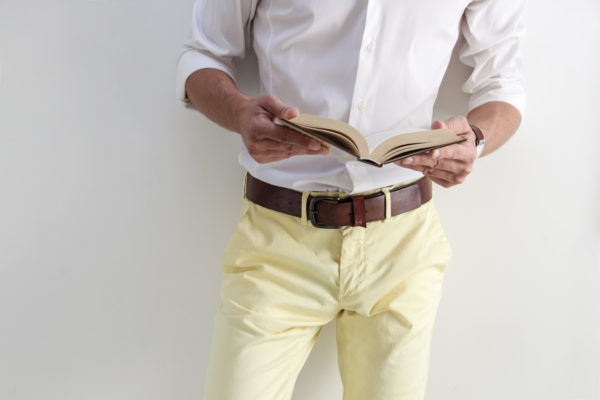 attire Background Belt Book formal Guy literature Male man novel pastel Person Reading yellow pants free photo CC0
