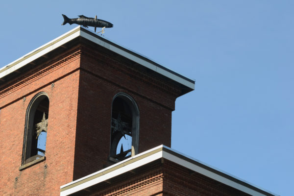 Brick building design exterior Industrial mill Old Roof sky tall Tower Urban weathervane free photo CC0