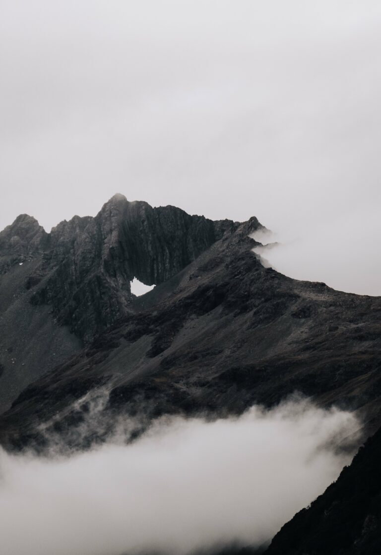 clouds dark fog misty mobile wallpaper monochromatic Mountain nature outdoors peak rocky Scenic sky travel View free photo CC0
