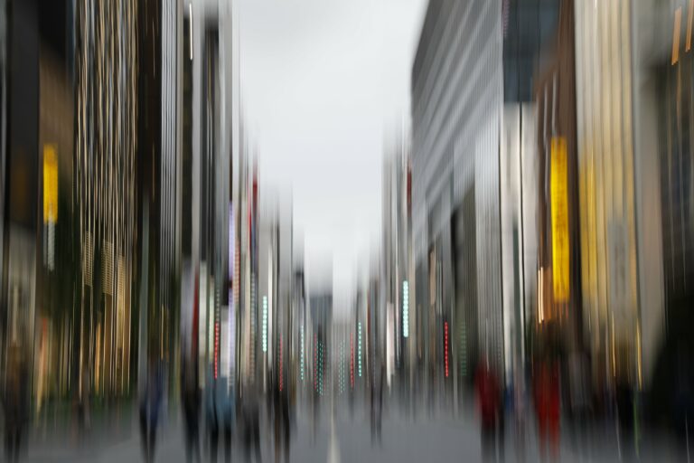 Abstract Buildings busy Crowd daytime downtown Motion people road scene Urban walking free photo CC0