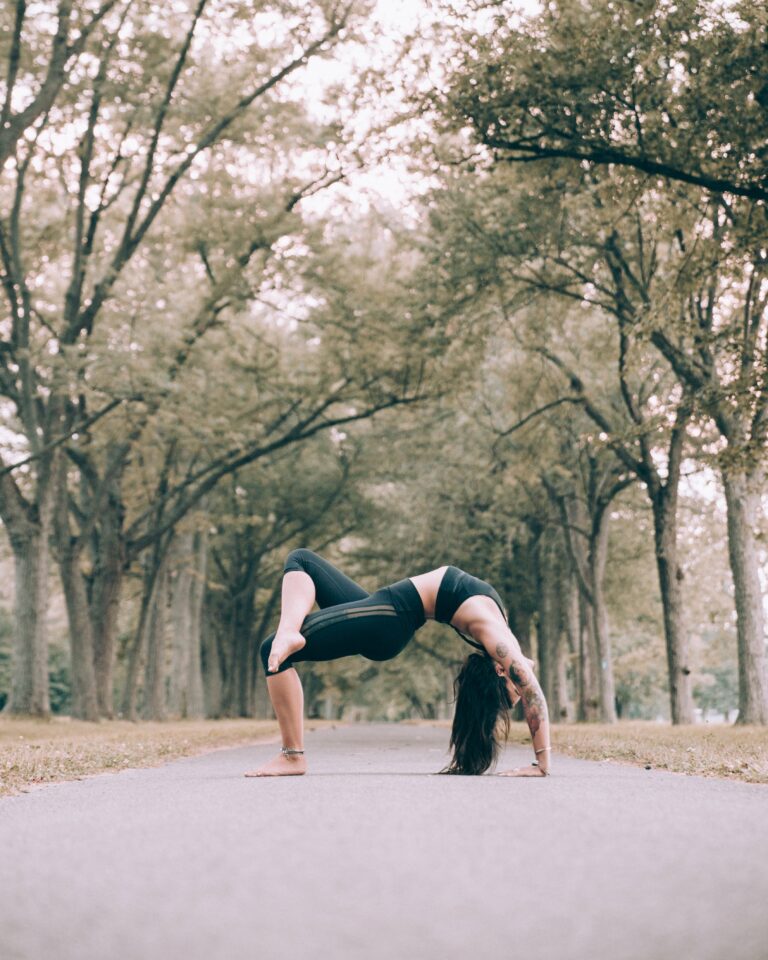 active balance energy exercise female fit fitness Healthy lady lifestyle meditation namaste nature outdoors park path people Person Pose self care serene stretch tranquil trees woman yoga free photo CC0