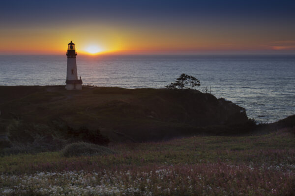beacon Coast Dawn Dusk horizon Island landmark nature Ocean sea shore sunrise free photo CC0