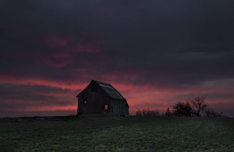 barn building clouds countryside Dramatic Dusk Evening farm field landmark Old Outdoor ranch rural sky sunset weathered free photo CC0