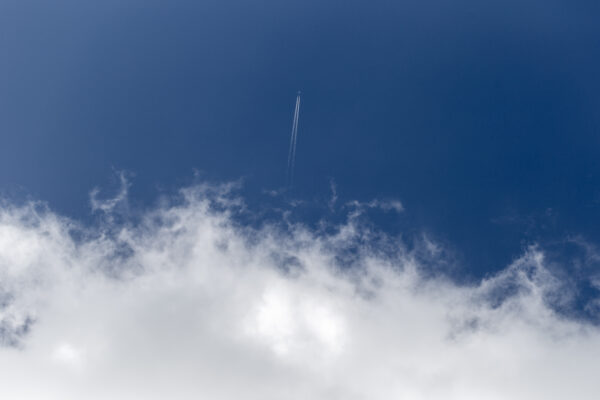 Air Aircraft Airplane atmosphere Background blue blue sky cloud clouds Engine flight flying Jet Perspective Plane sky Trail travel free photo CC0