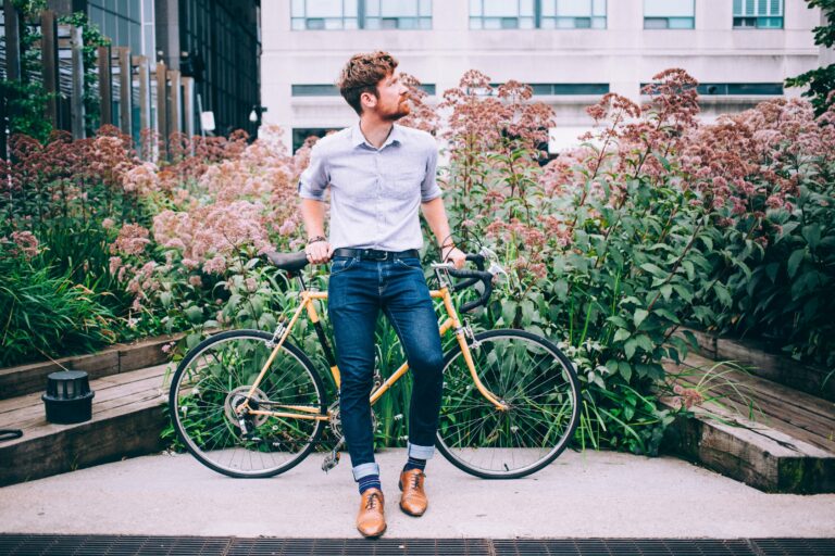 Beard Bike city Fashion Guy Jeans lifestyle Person Style Stylish Transportation Urban free photo CC0